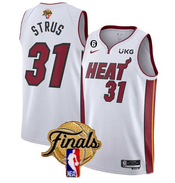 Men%27s Miami Heat #31 Max Strus White 2023 Finals Association Edition With NO.6 Patch Stitched Basketball Jersey->miami heat->NBA Jersey